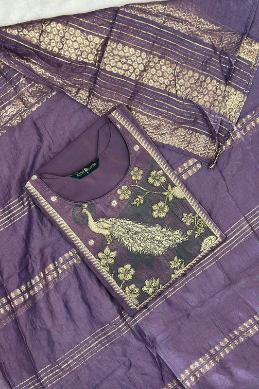 Royal Purple Festive Kurta Set with Peacock Embroidery – Rang Sootra Grandeur