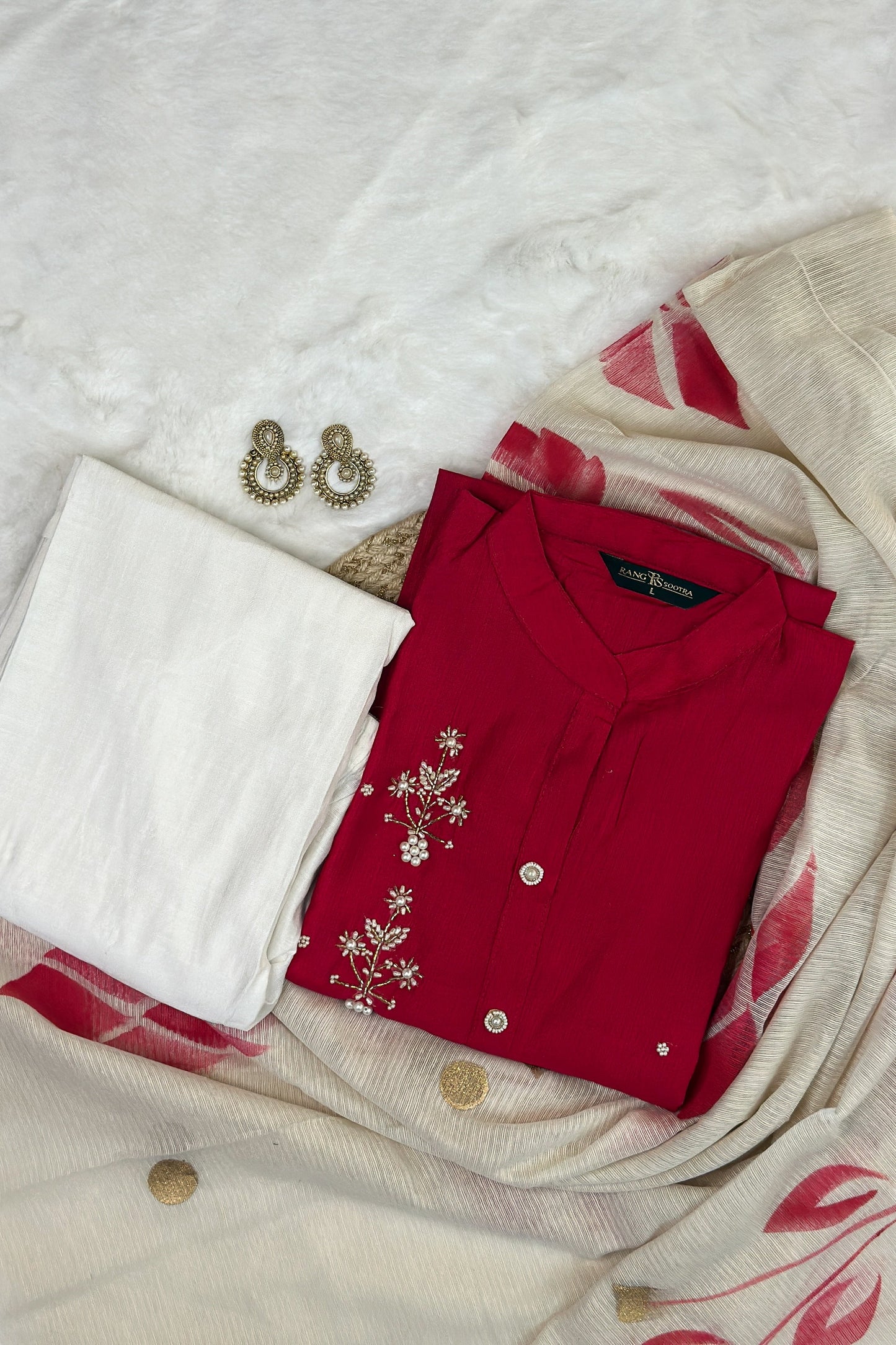 Crimson Elegance Festive Set – Timeless Charm by Rang Sootra