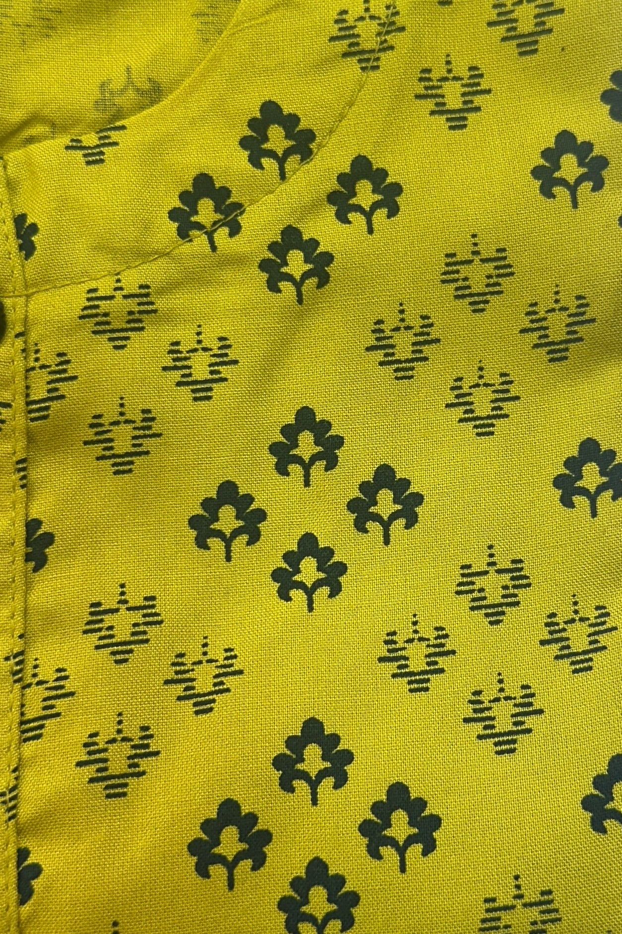 Women's Yellow Ryan Cotton Kurti – Bright Blossom Charm with Round Neckline