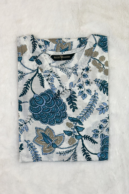 Women’s Sky Blue Botanical Co-ord Set – Graceful Fusion of Florals and Elegance