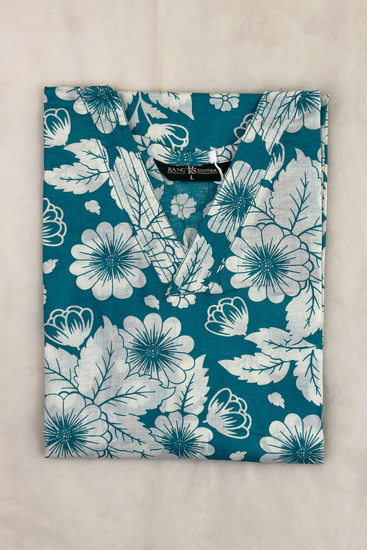 Women’s Turquoise Tropical Floral Co-ord Set – Breezy Elegance with Vibrant Charm