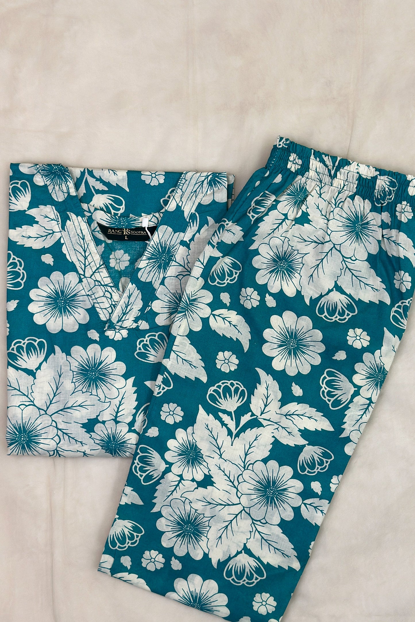 Women’s Turquoise Tropical Floral Co-ord Set – Breezy Elegance with Vibrant Charm