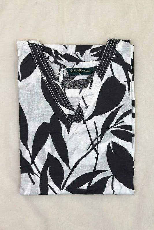 Women’s Monochrome Bamboo Leaf Co-ord Set – Contemporary Minimalist Chic