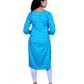 Sky Blue Cotton Kurti for Women – Abstract Line Print, 3/4 Sleeves – Light Casual Summer Wear