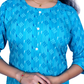 Sky Blue Cotton Kurti for Women – Abstract Line Print, 3/4 Sleeves – Light Casual Summer Wear