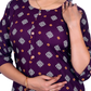 Deep Purple Cotton Kurti – Tribal Print, Wooden Buttons, 3/4 Sleeves – Ethnic Casual Wear for Women