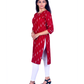 Maroon Cotton Kurti for Women – Minimal White Print, Round Neck, Front Button – Office & Everyday Wear