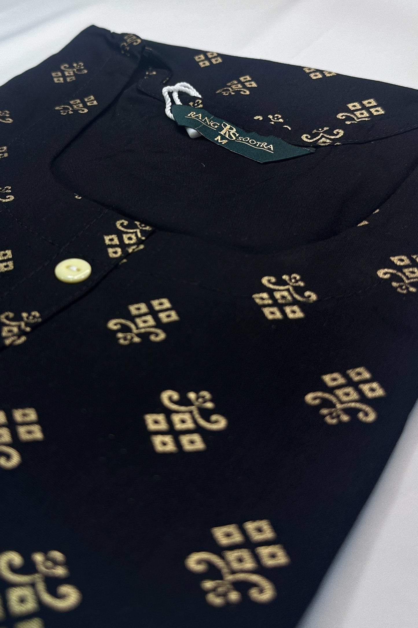 Women's Black Ryan Cotton Kurti – Subtle Glamour with Golden Butti Print