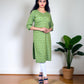 Light Green Printed Cotton Kurti for Women – Floral & Geometric Motifs, Cotton Fabric – Summer Daily Wear