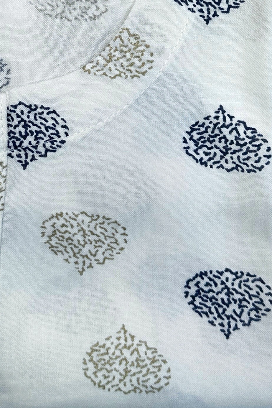 Women's White Ryan Cotton Kurti – Subtle Mughal Motif Elegance with Scoop Neckline