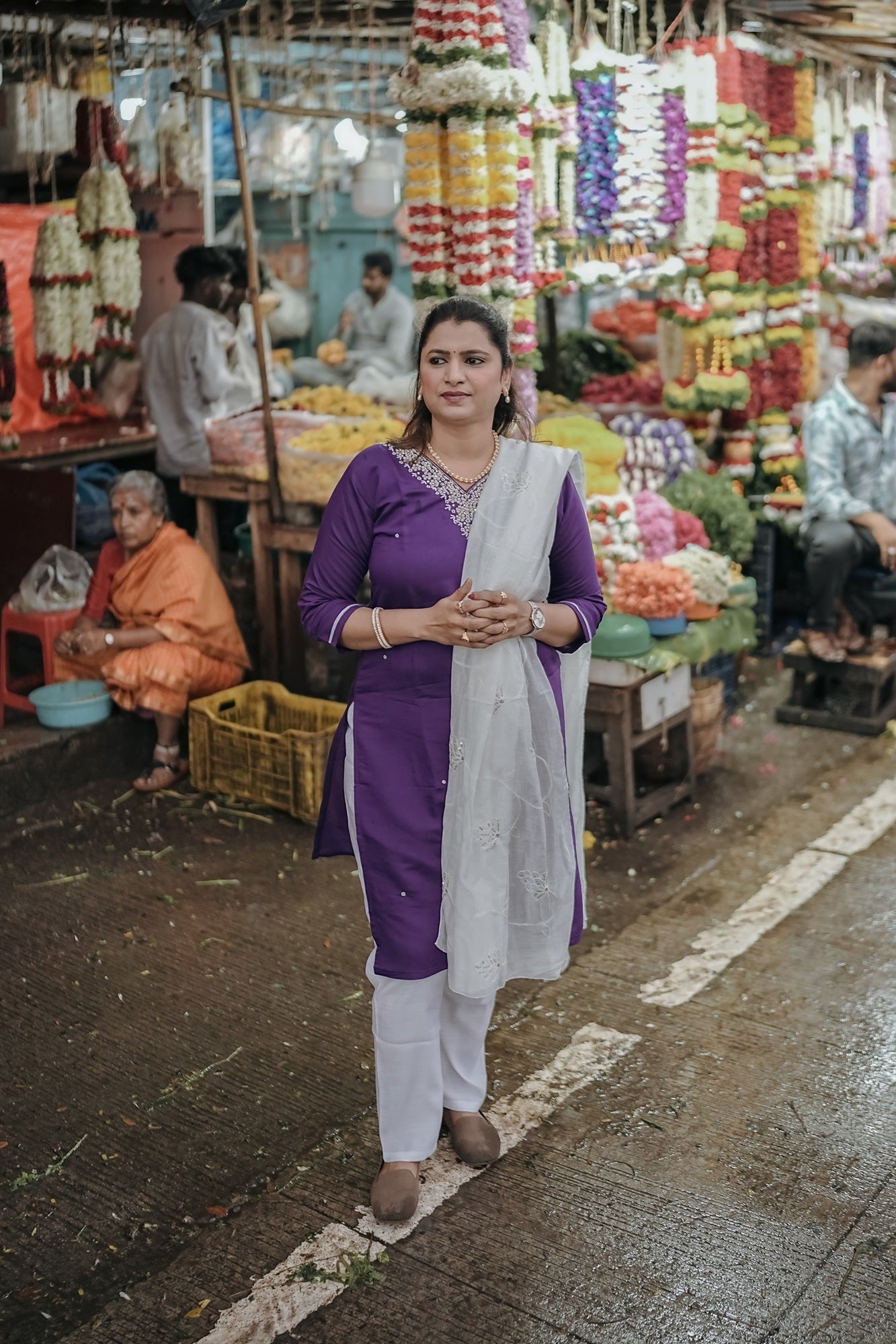 Royal Purple & White Embroidered Festive Kurta Set – Rang Sootra Grace