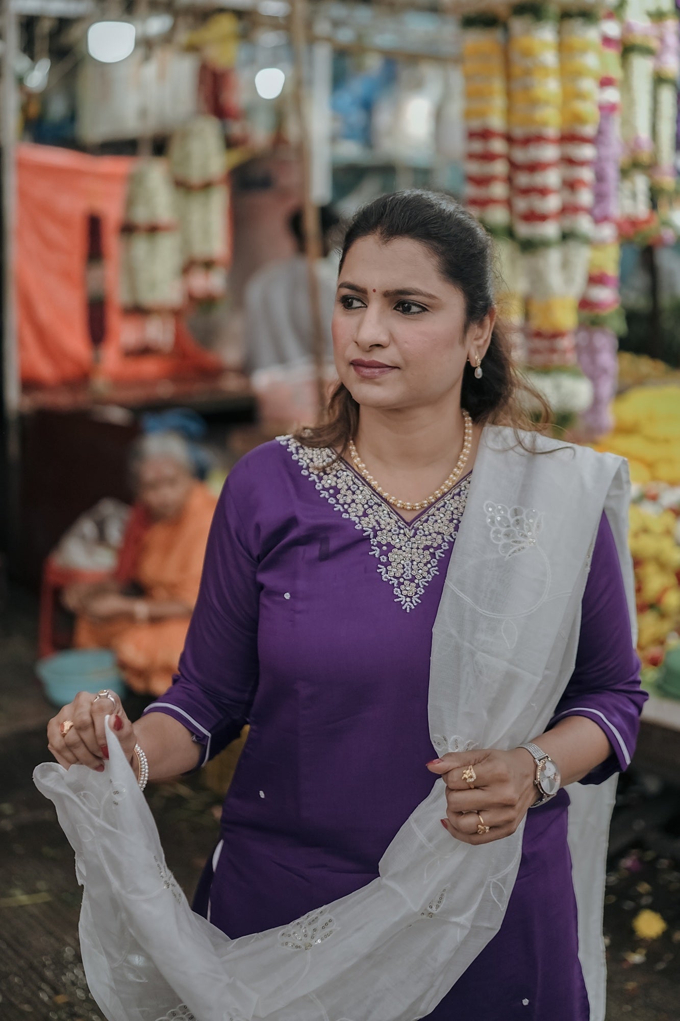 Royal Purple & White Embroidered Festive Kurta Set – Rang Sootra Grace