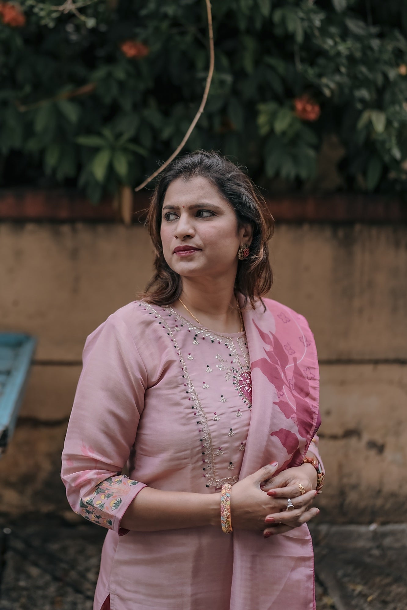 Rose Pink Embroidered Festive Kurta Set – Rang Sootra Radiance