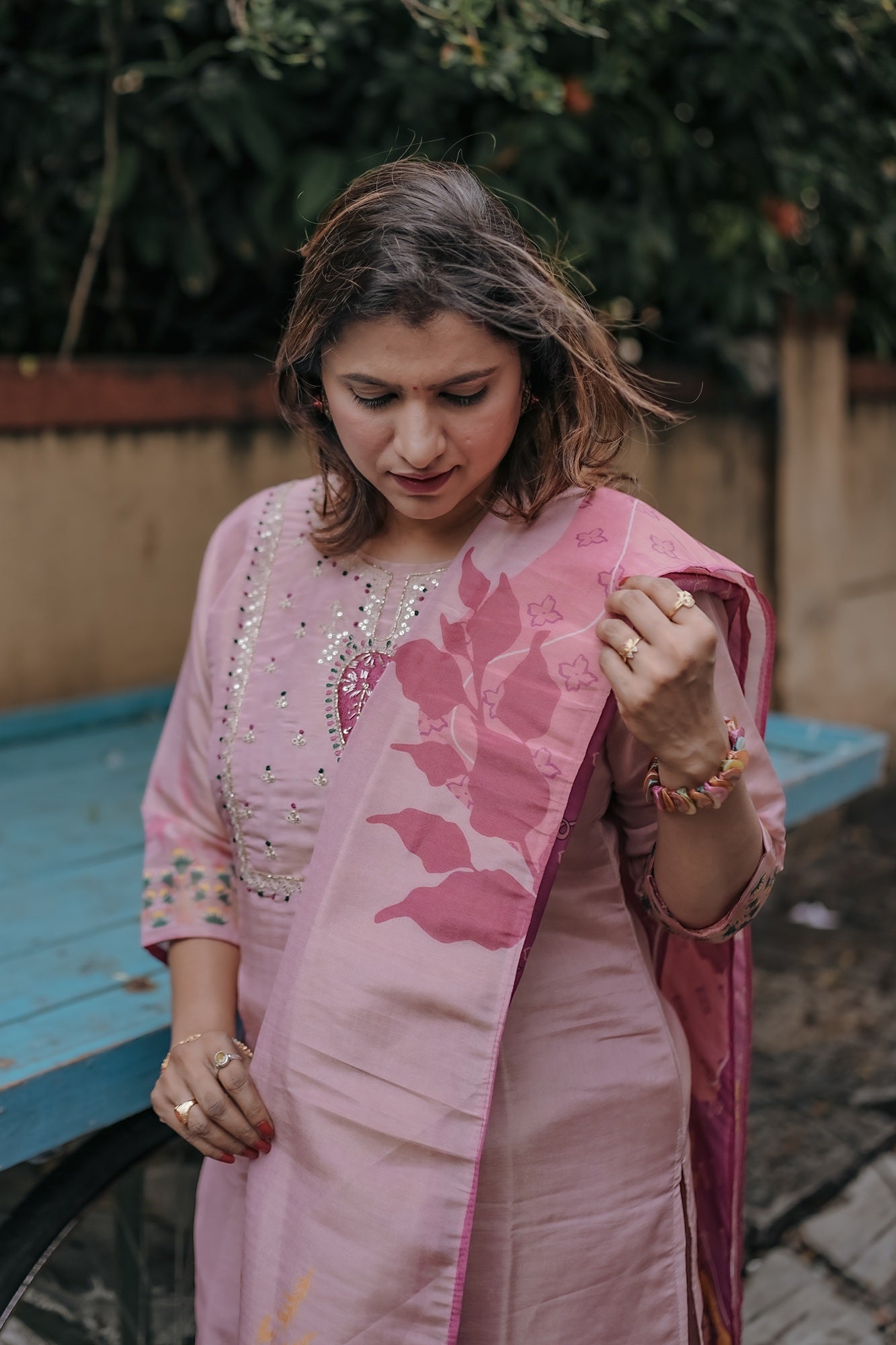 Rose Pink Embroidered Festive Kurta Set – Rang Sootra Radiance