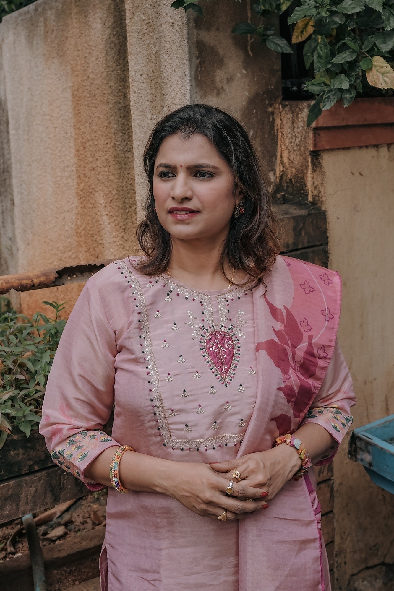 Rose Pink Embroidered Festive Kurta Set – Rang Sootra Radiance