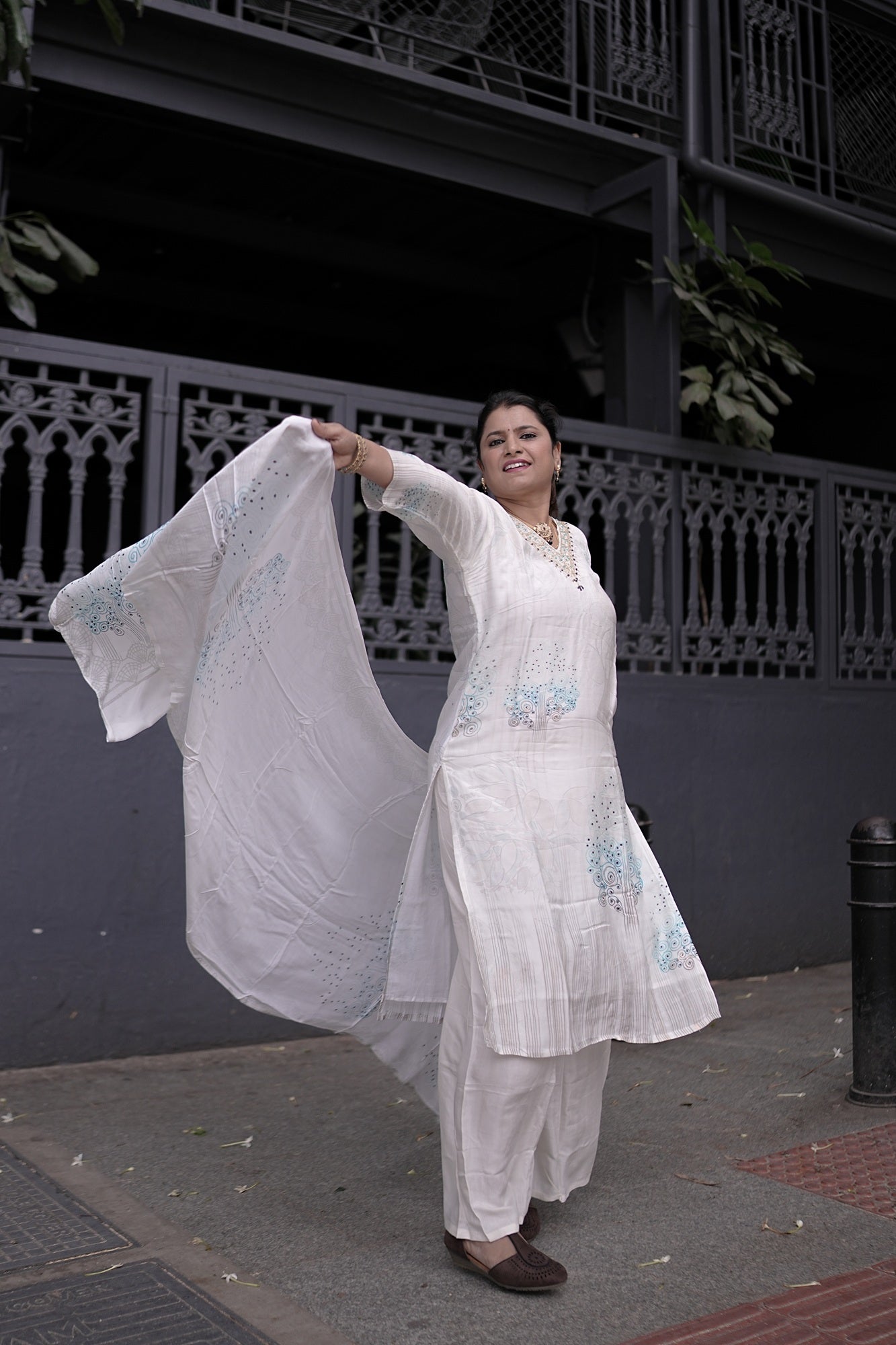 Ivory & Aqua Embroidered Festive Kurta Set – Rang Sootra Serenity