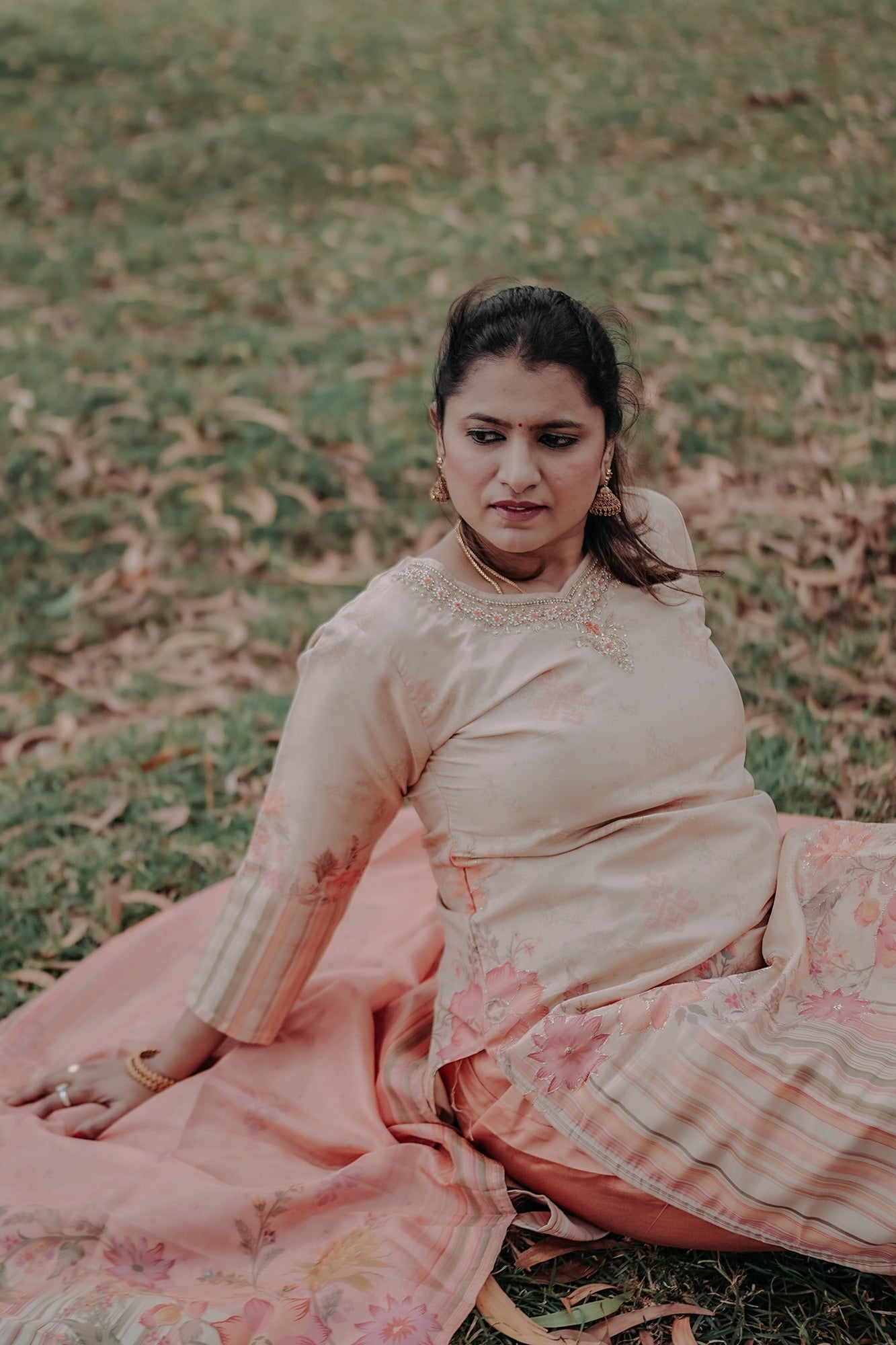 Beige & Rust Festive Kurta Set with Striped Dupatta – Rang Sootra Heritage Chic