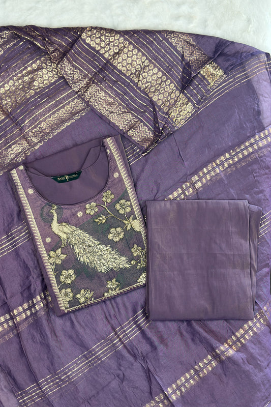 Royal Purple Festive Kurta Set with Peacock Embroidery – Rang Sootra Grandeur