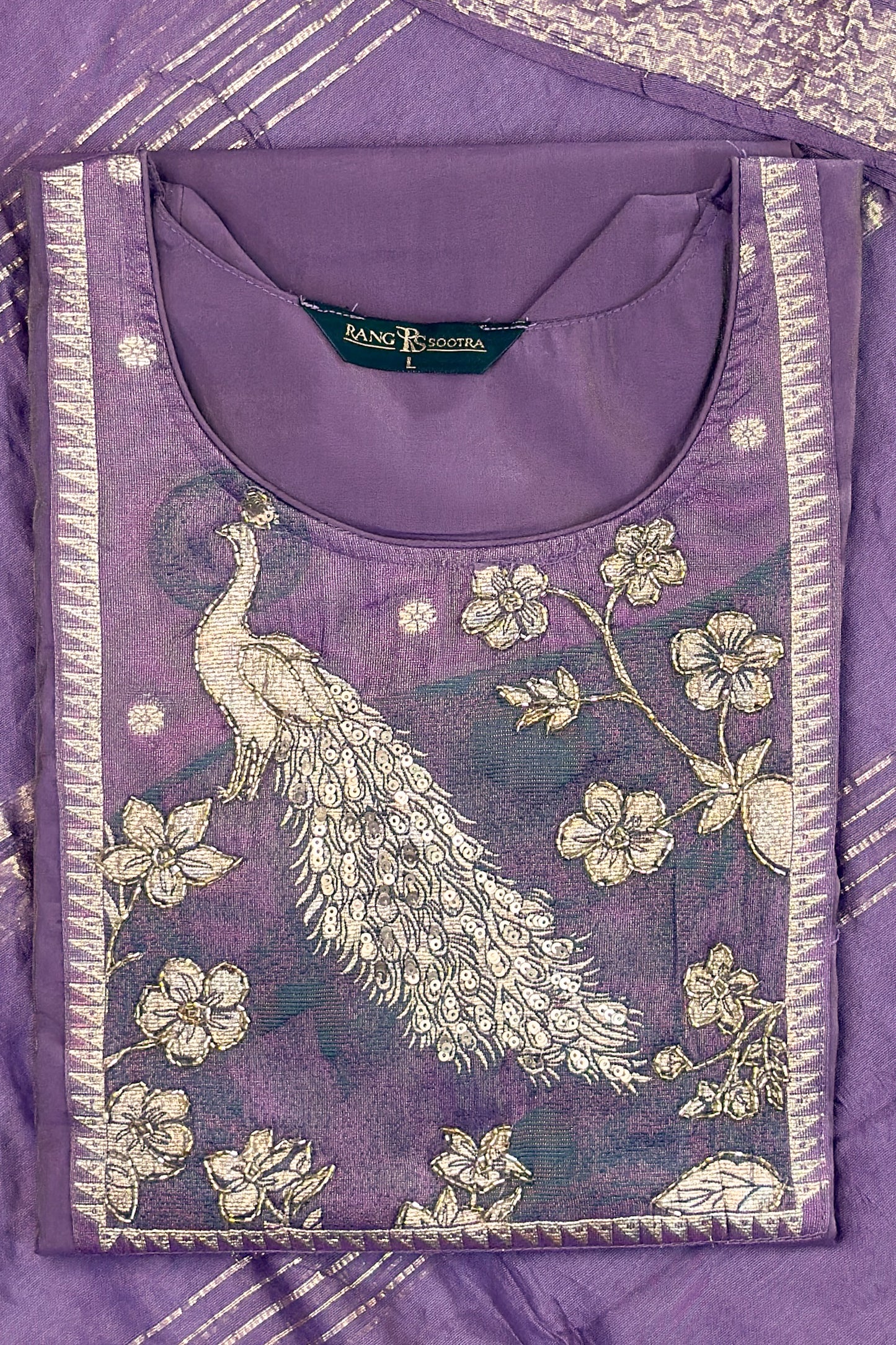 Royal Purple Festive Kurta Set with Peacock Embroidery – Rang Sootra Grandeur