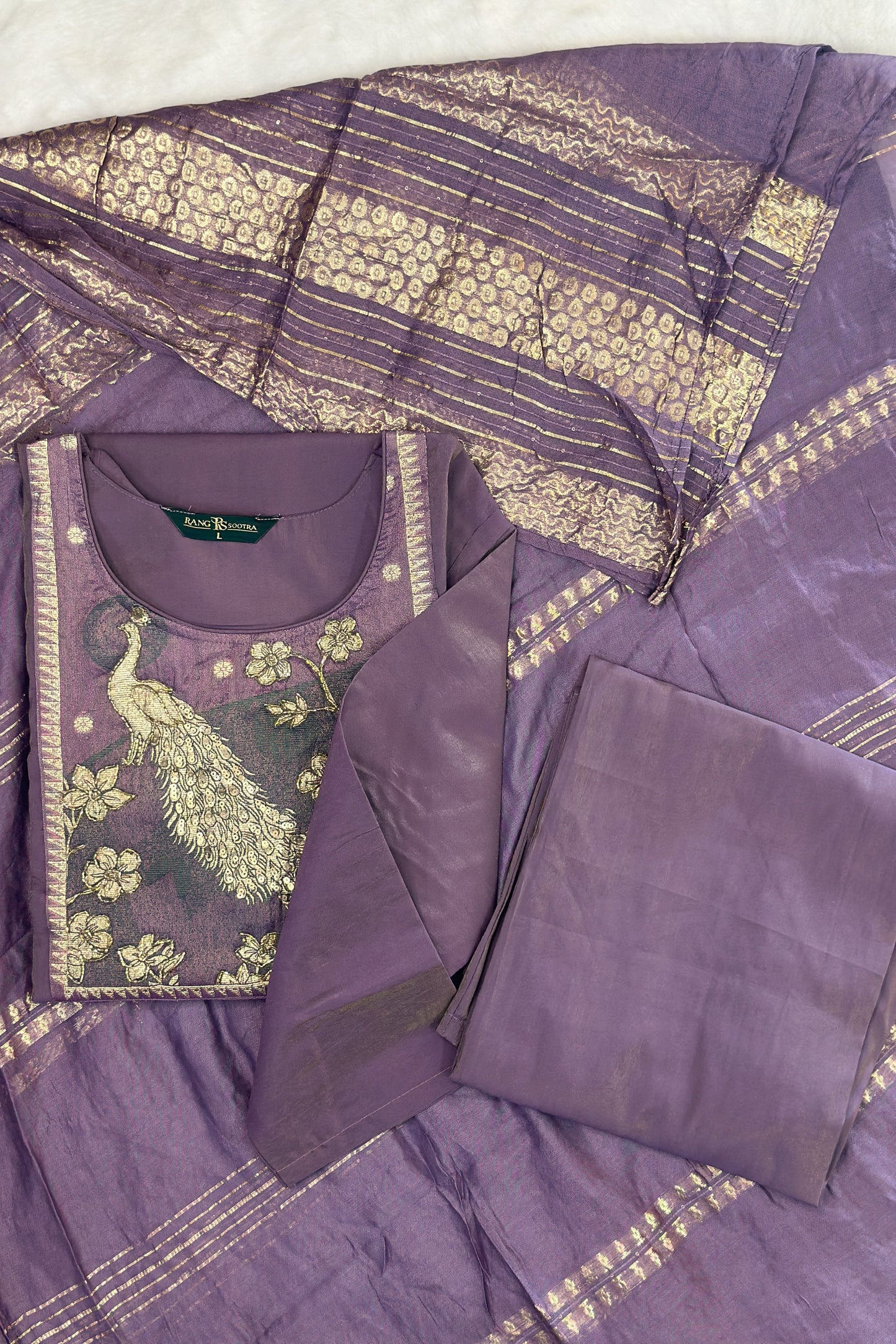 Royal Purple Festive Kurta Set with Peacock Embroidery – Rang Sootra Grandeur