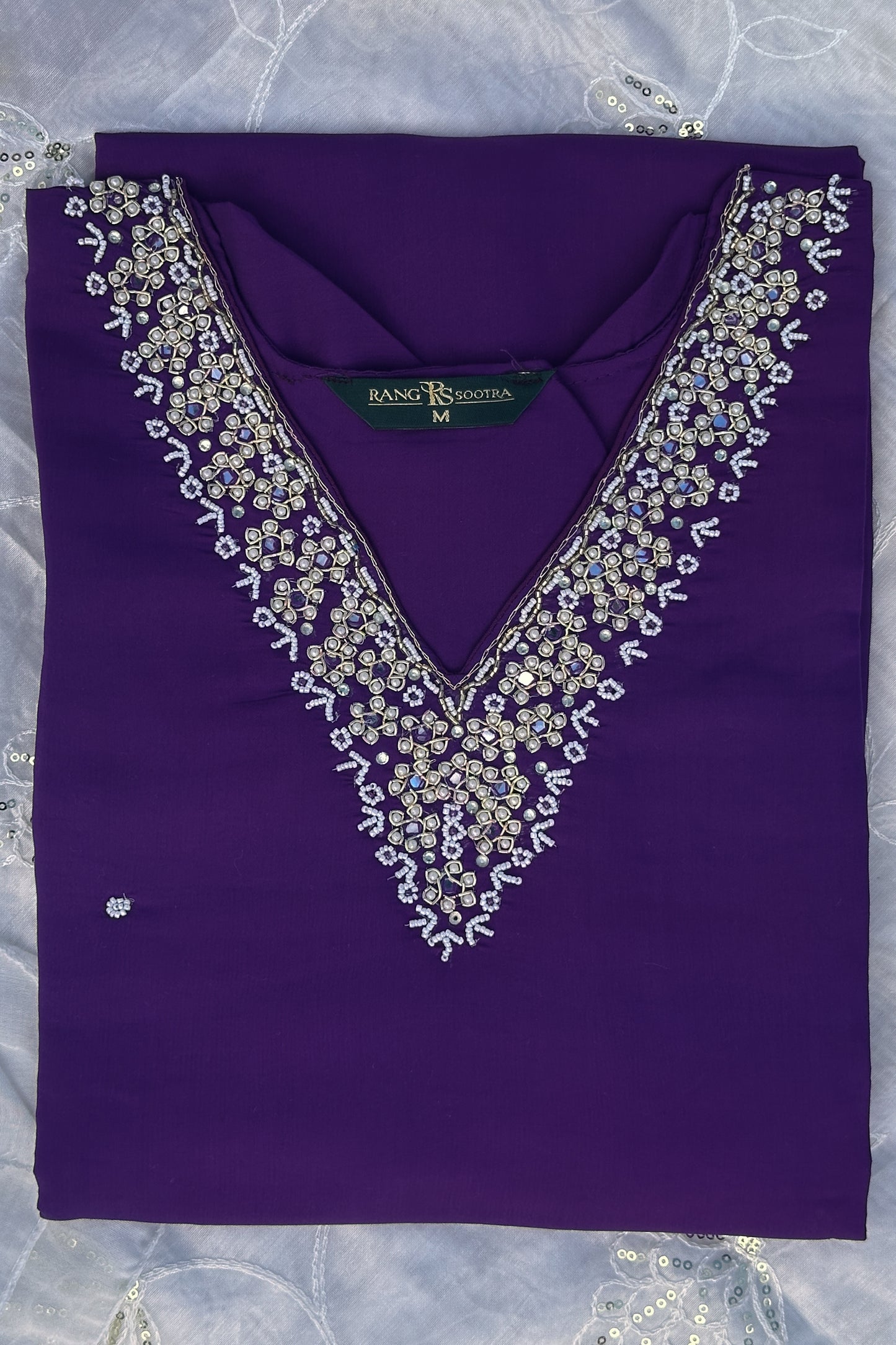 Royal Purple & White Embroidered Festive Kurta Set – Rang Sootra Grace