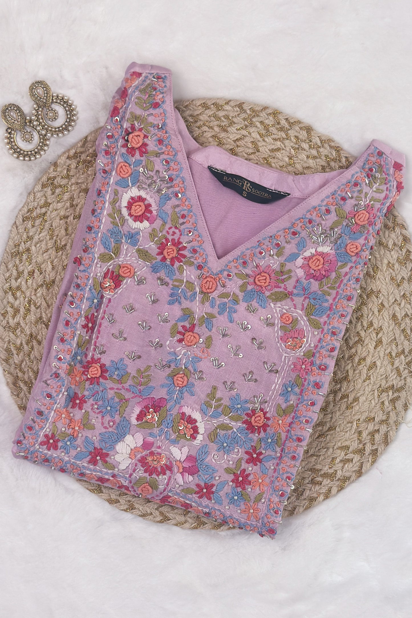Lavender Bloom Festive Set – Embroidered Elegance by Rang Sootra