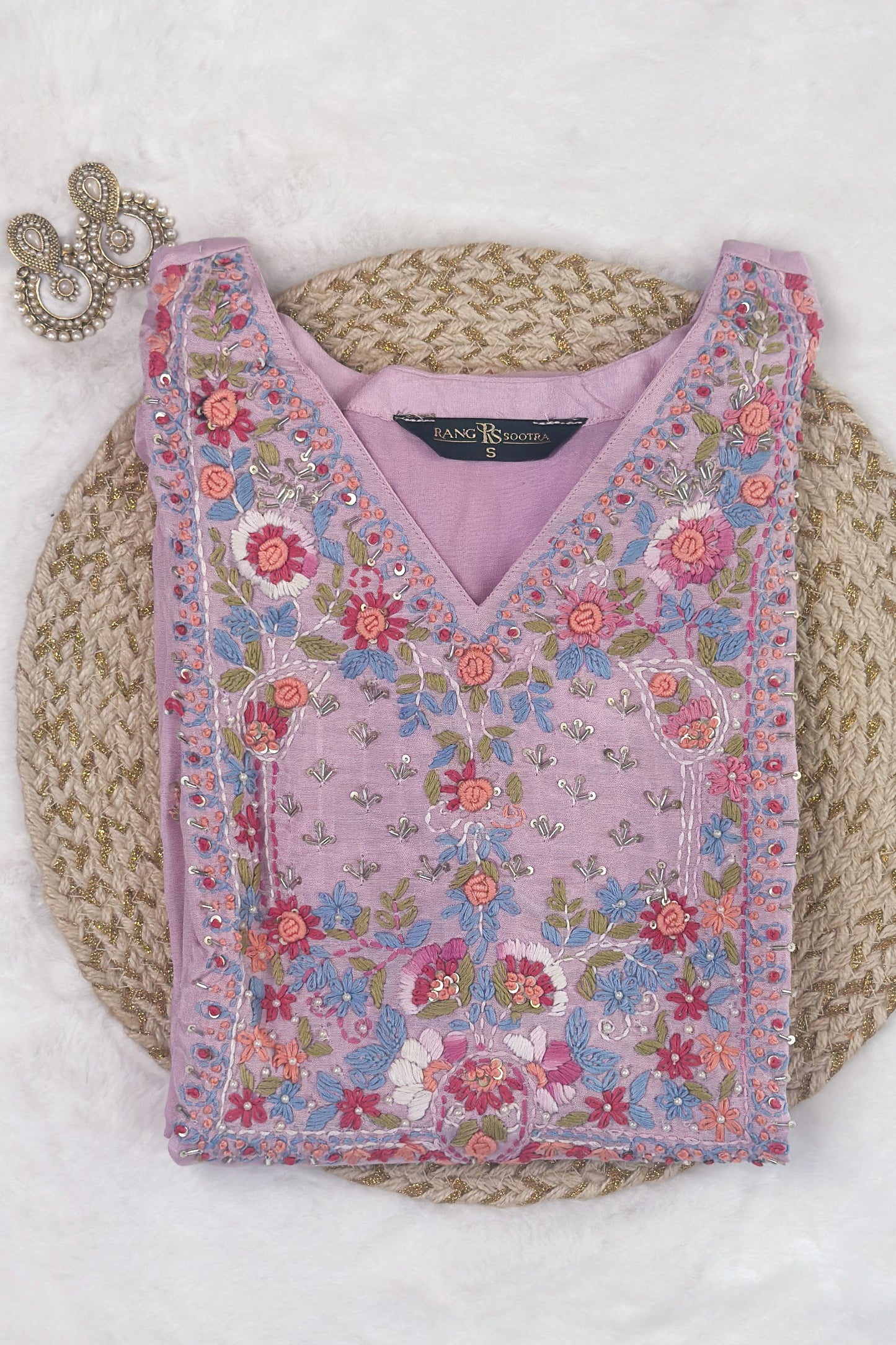 Lavender Bloom Festive Set – Embroidered Elegance by Rang Sootra
