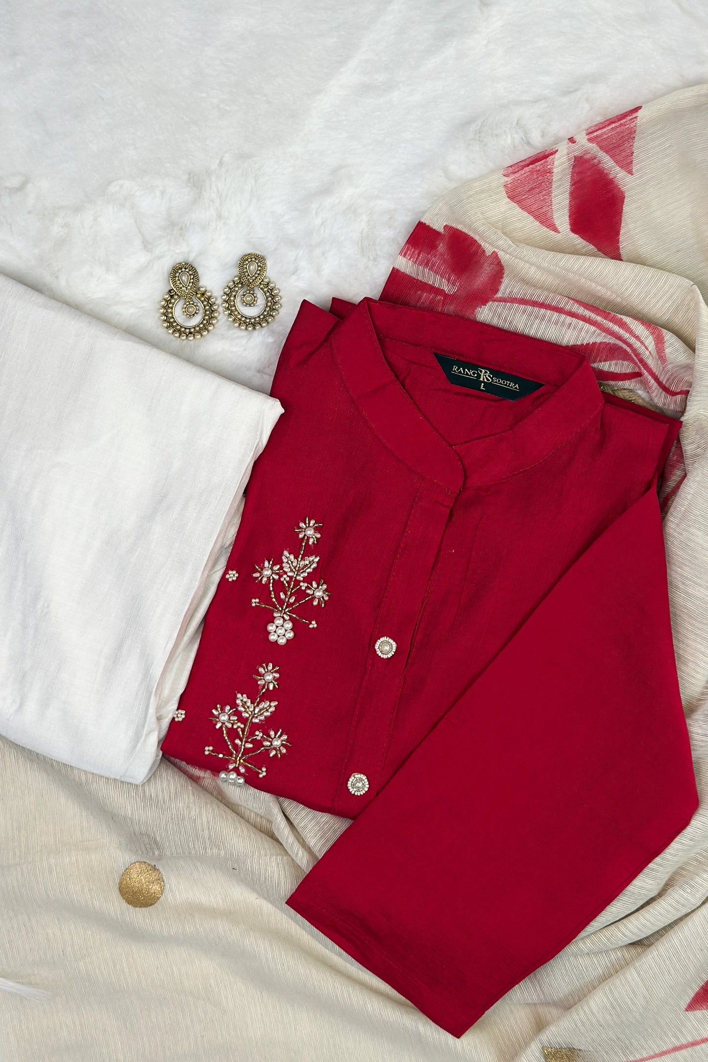 Crimson Elegance Festive Set – Timeless Charm by Rang Sootra
