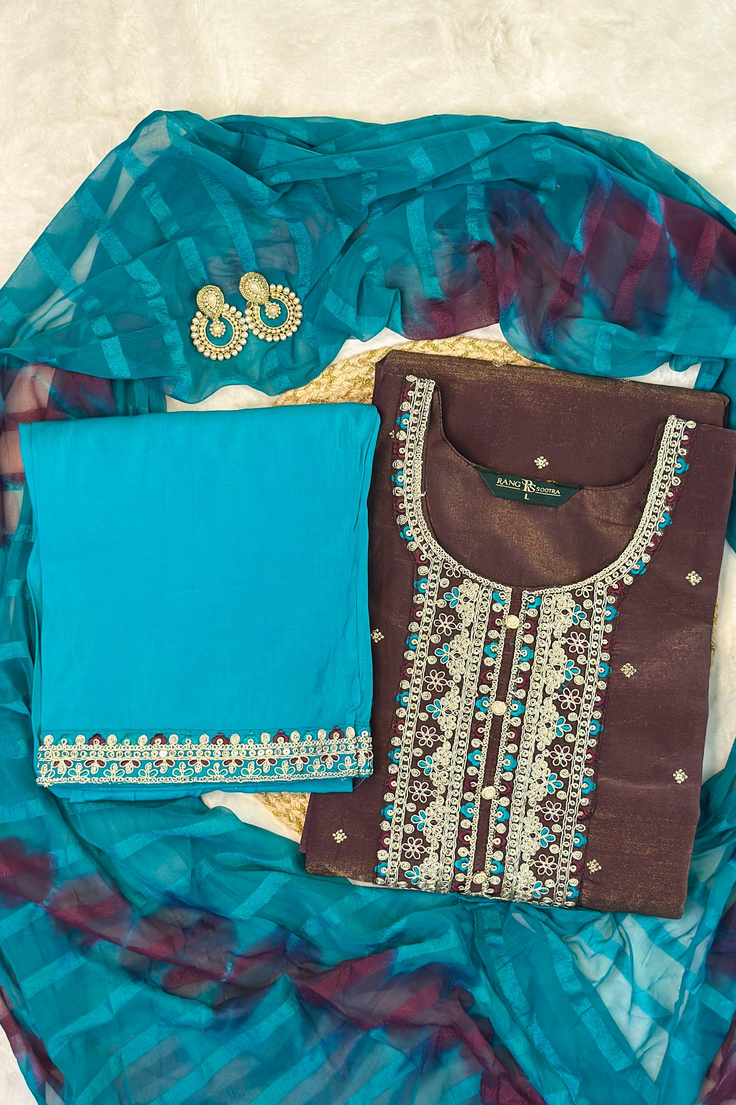 Teal Elegance Festive Set – Graceful Glamour by Rang Sootra