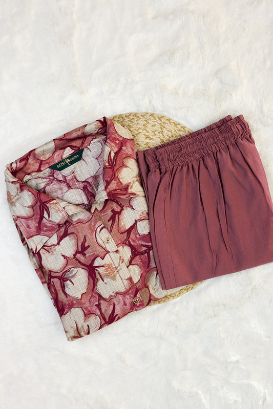 Maroon Blossom Co-ord Set – Bold Elegance with Everyday Comfort