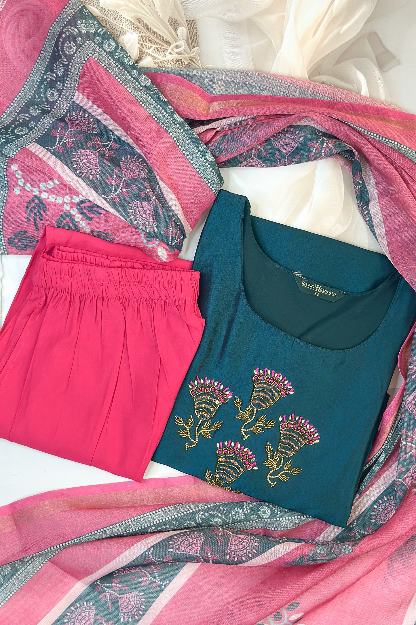 Teal Blossom Festive Set – Grace Redefined by Rang Sootra