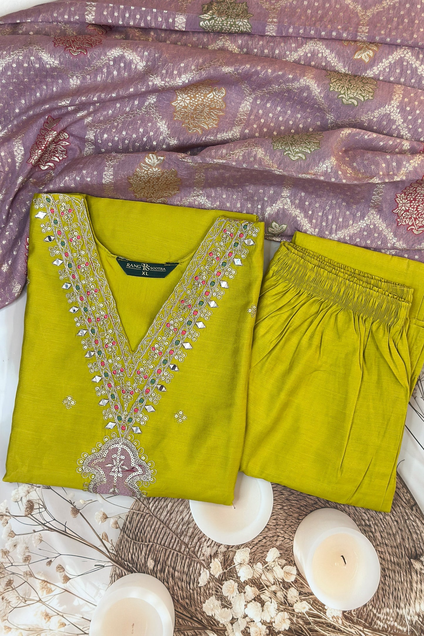 Mehfil Glow Festive Set – Radiant Elegance by Rang Sootra