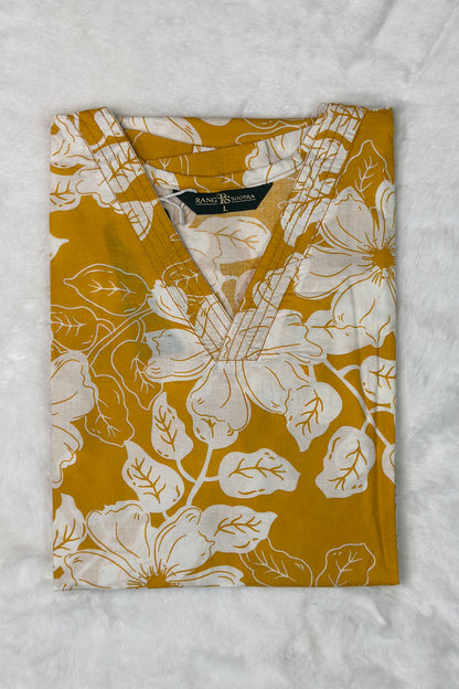 Women’s Mustard Yellow Floral Co-ord Set – Vibrant Bloom with Effortless Comfort