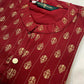 Women's Maroon Ryan Cotton Kurti – Vertical Elegance with Mughal-Inspired Motifs