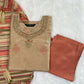 Beige & Rust Festive Kurta Set with Striped Dupatta – Rang Sootra Heritage Chic