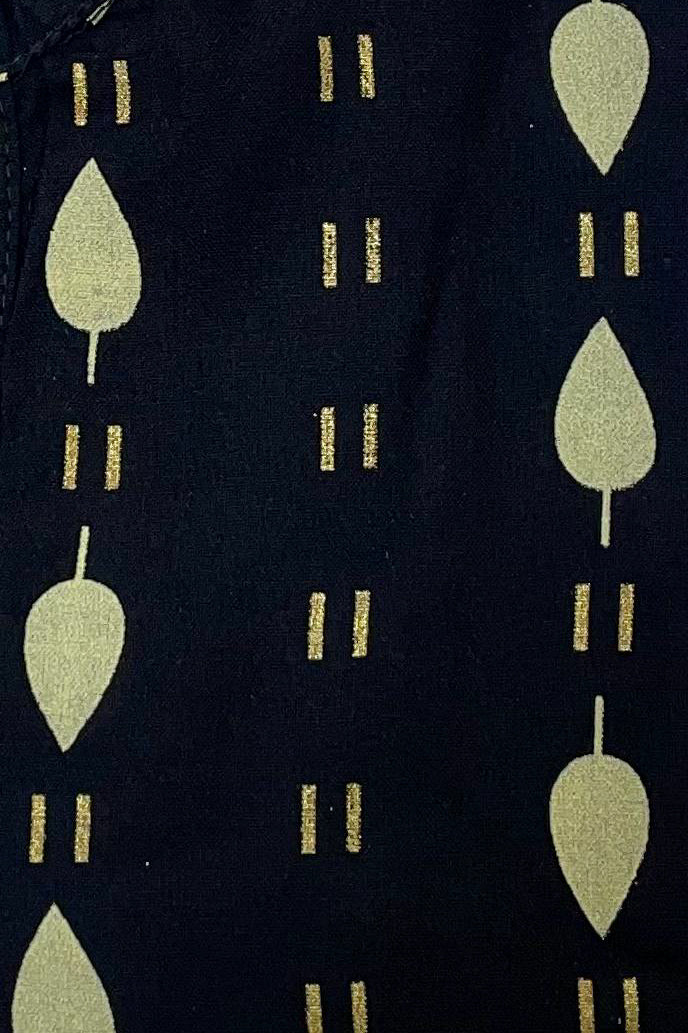 Women's Black Ryan Cotton Kurti – Linear Ikat-Inspired Elegance with Mandarin Neckline